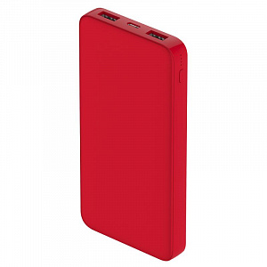Внешний аккумулятор Polus, 10000 Mah, софт-тач покрытие, красный